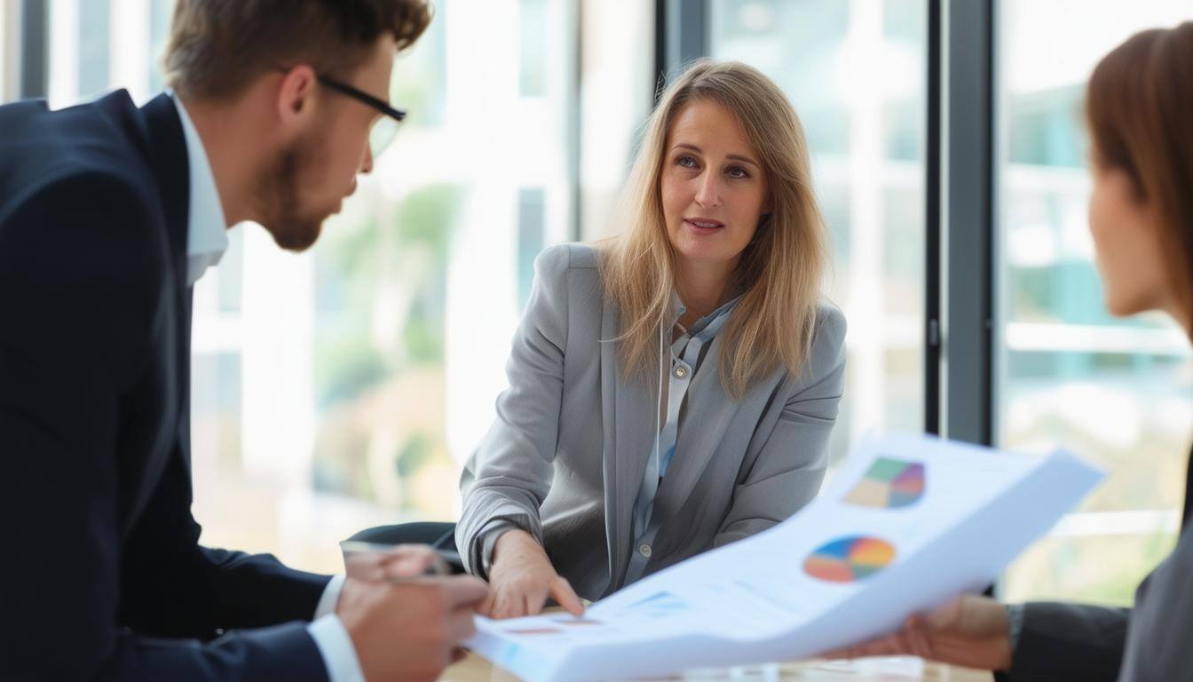 a consultant delivering a report to a business person